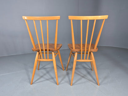 2 Vintage Ercol 391 Dining Chairs beech and Elm 1960s Retro EB12234