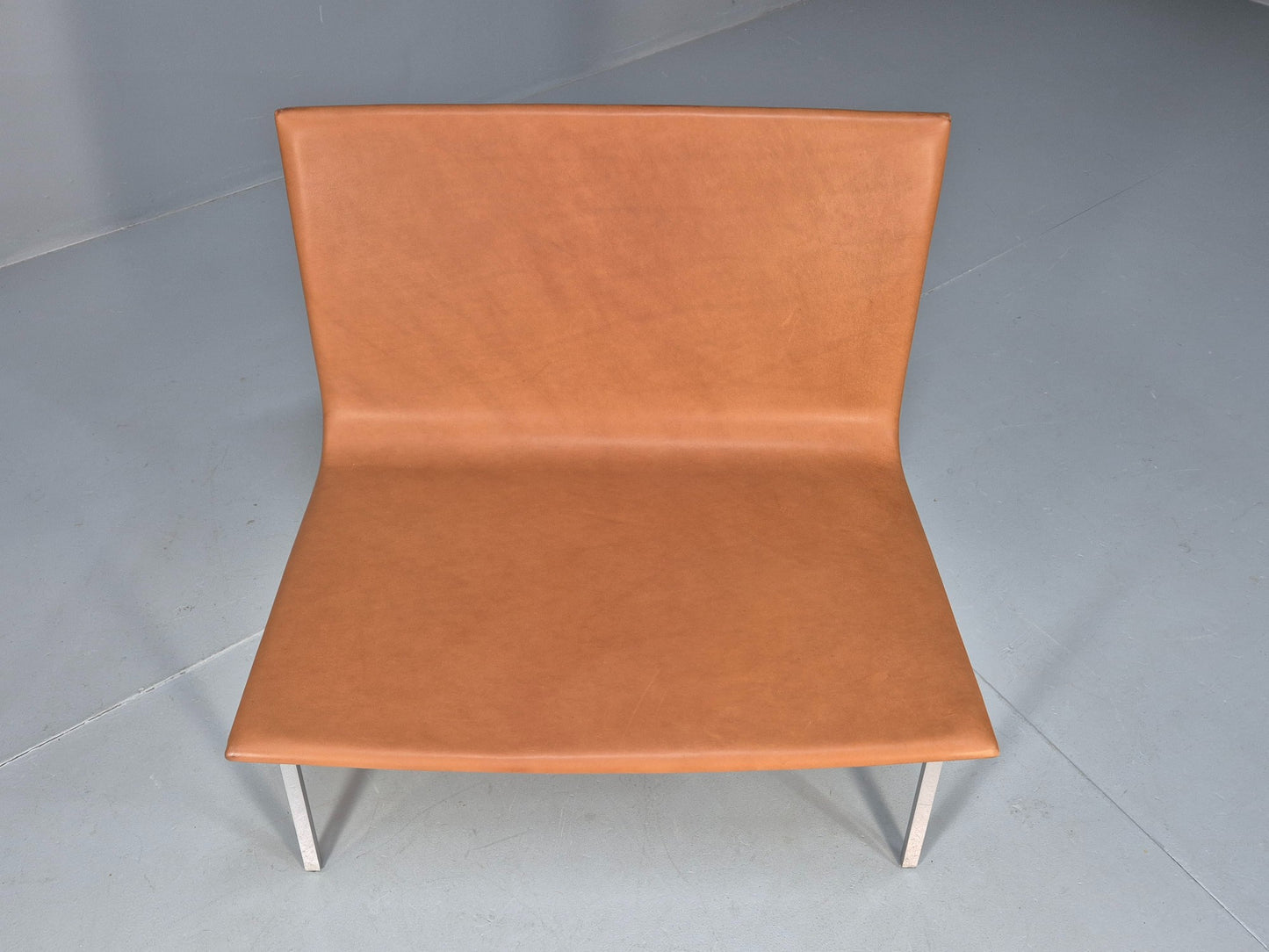 Vintage Tacchini Leather Lounge Chair Chrome Frame Modern Design EB9949