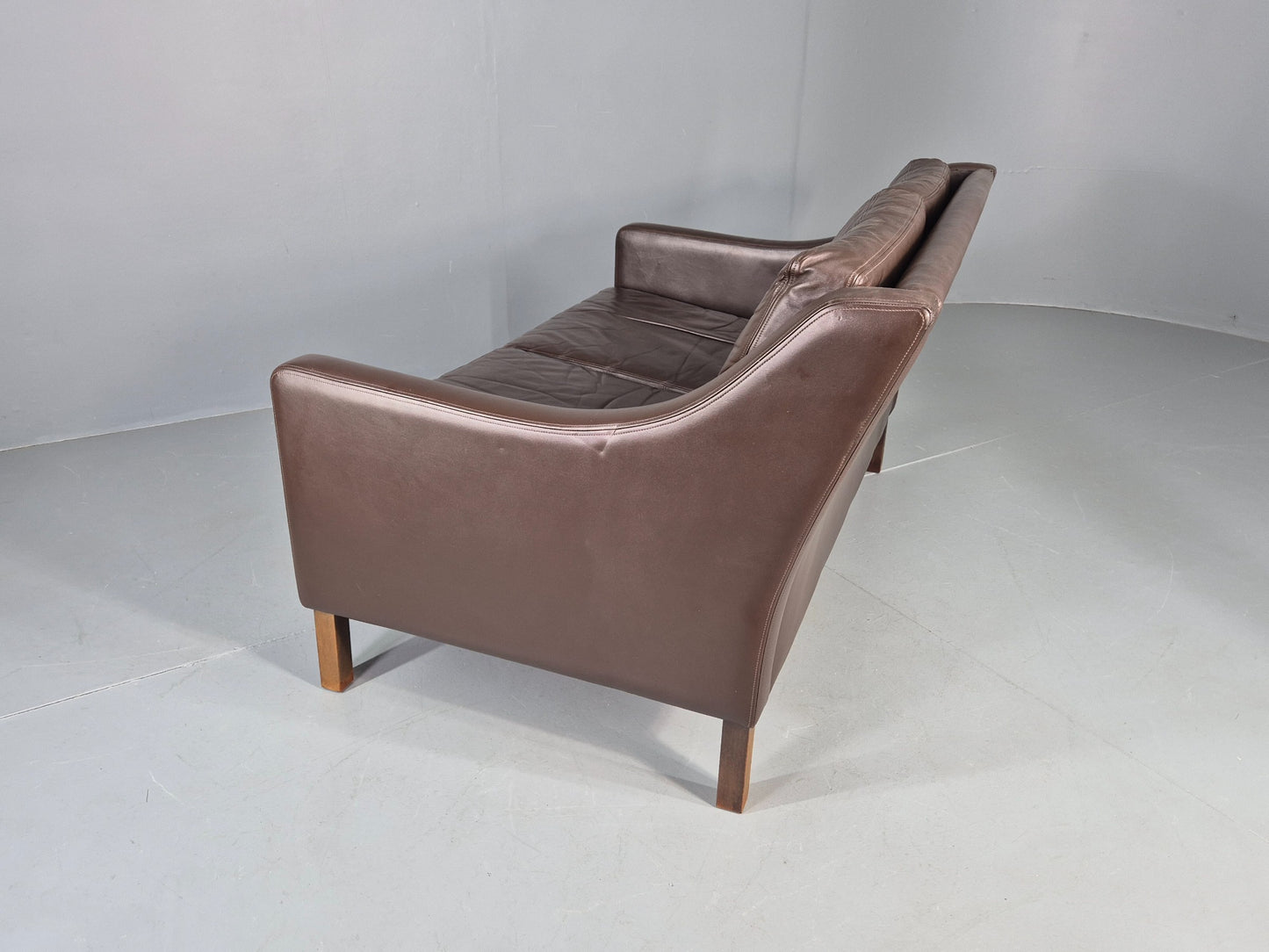 Vintage Mid Century 2 Seater Sofa Brown Leather Danish 1970s Retro MCM EB12468