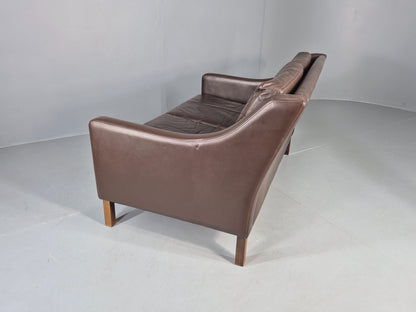 Vintage Mid Century 2 Seater Sofa Brown Leather Danish 1970s Retro MCM EB12468