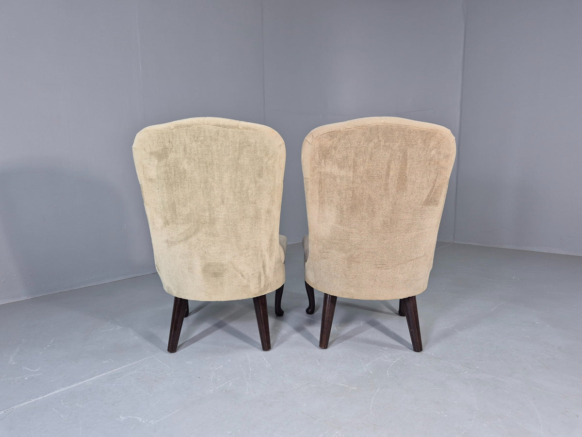 2 Vintage Cocktail Chairs Cabriole Leg light Green Retro EB13133