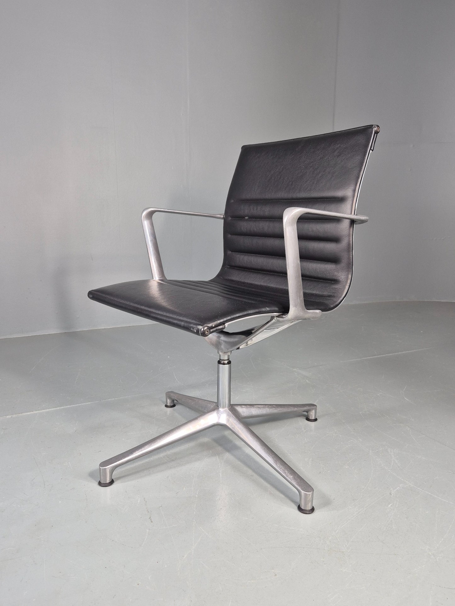 Vintage ICF Eames Style Office Chair Leather and Aluminium EB12243