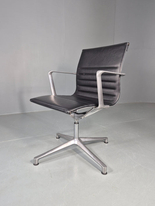 Vintage ICF Eames Style Office Chair Leather and Aluminium EB12243
