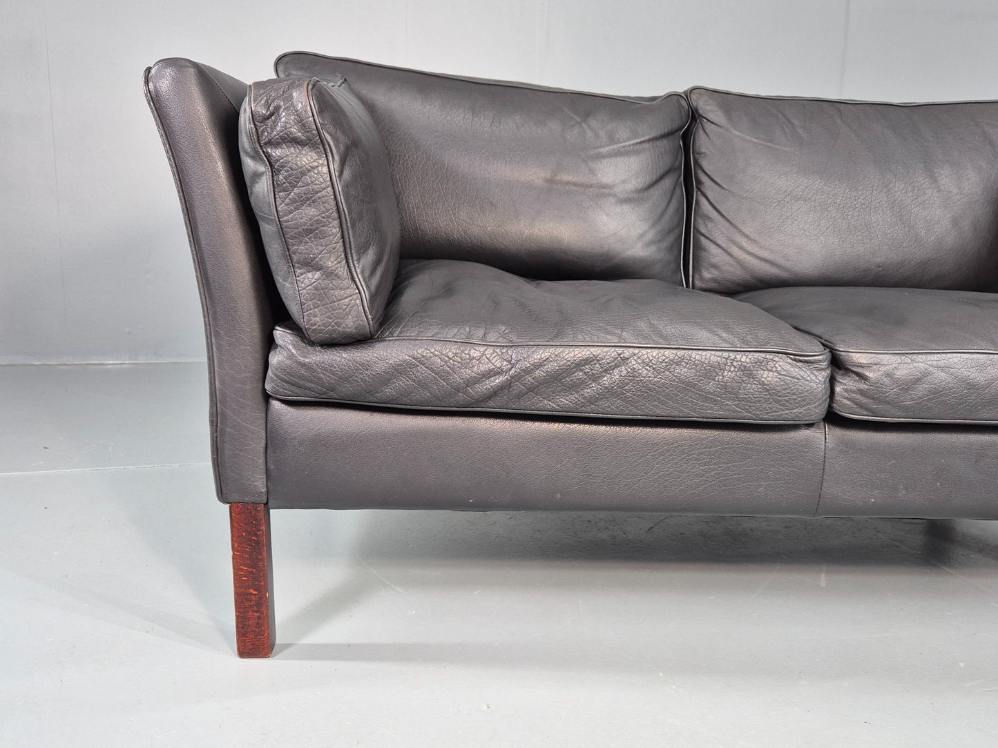 Vintage 2 Seater Sofa Stouby Danish Retro MCM Brown Leather 1980s EB12432