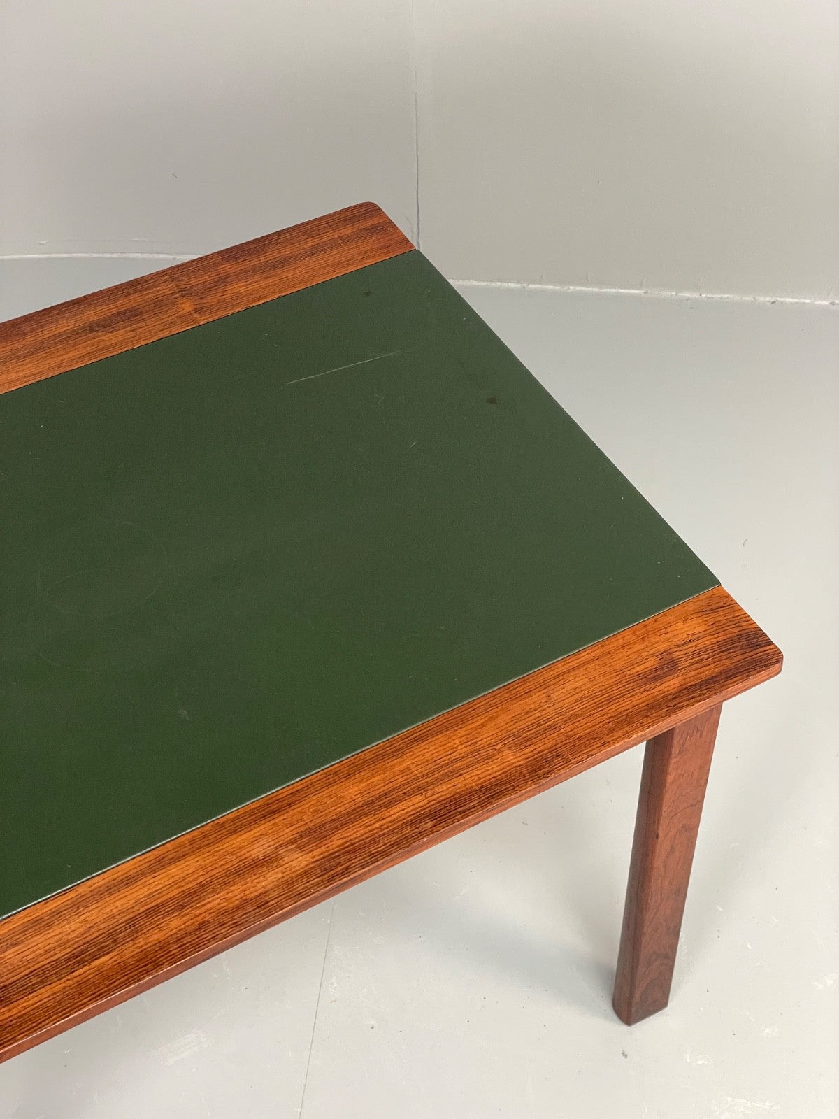 Vintage 1960s Side Table By Hans Olsen Sweden Green Leather Top EB11186