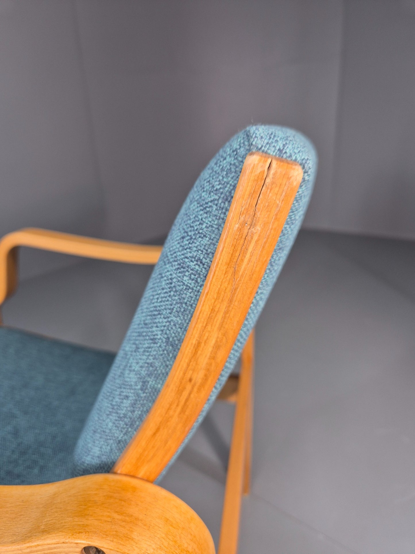 Vintage Farstrup Mid Century Chair New blue Upholstery Bentwood Frame EB11211