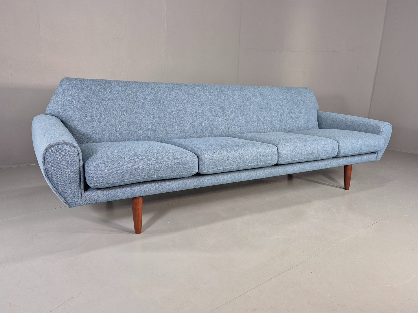 Vintage 4 Seater Sofa 1960s Danish Thams New Upholstery Teak Legs MCM  EB12788