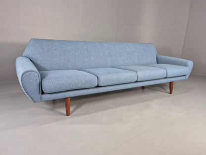 Vintage 4 Seater Sofa 1960s Danish Thams New Upholstery Teak Legs MCM  EB12788