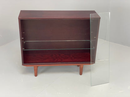 Vintage Dark Oak Bookcase Adjustable Glass Shelving By Beaver & Tapley EB112894