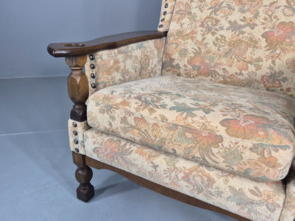 Vintage Danish Armchair Kjaernulf Style Floral Upholstery Oak Frame 1970 EB06690