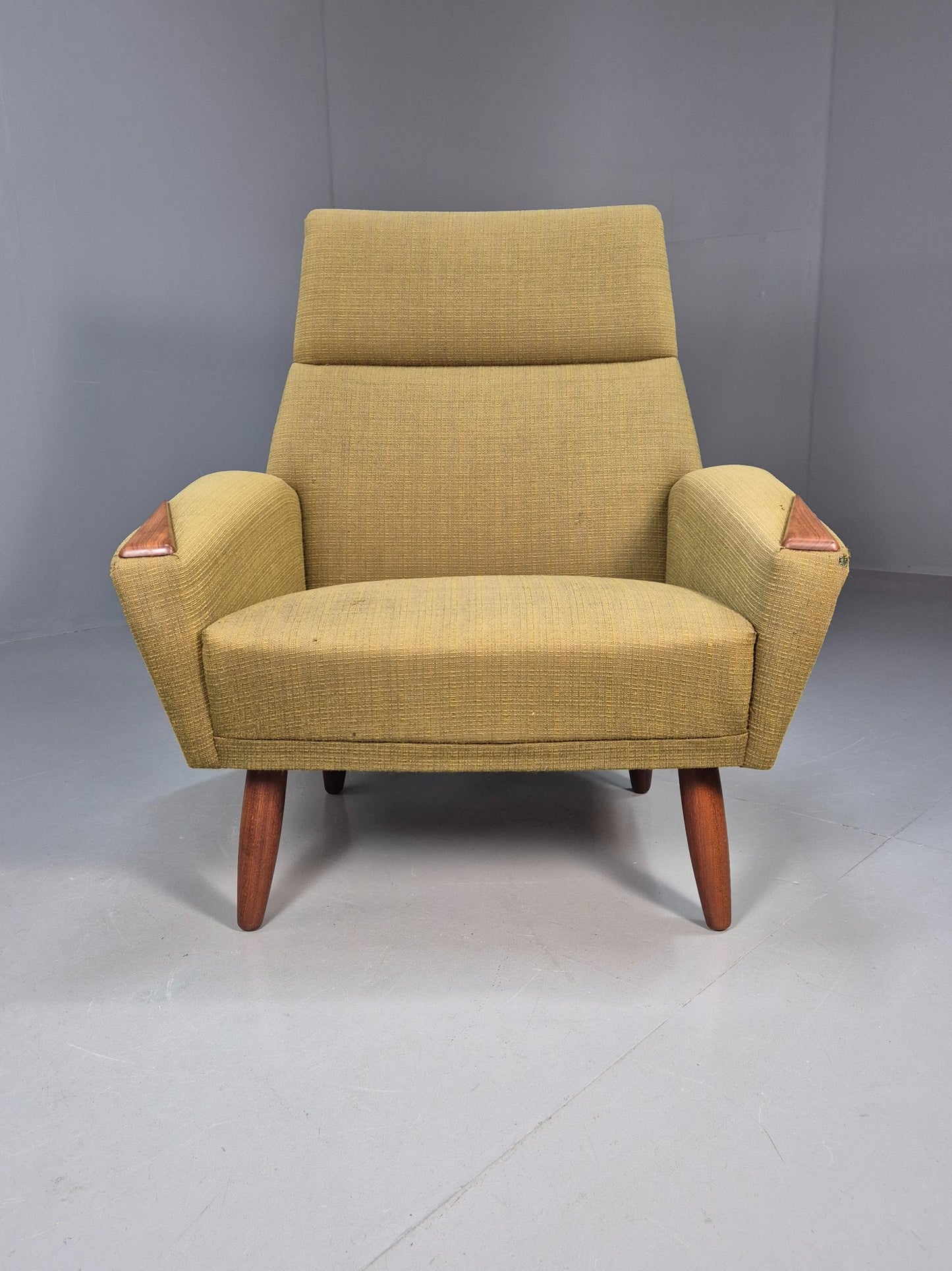 Vintage Mid Century Armchair Danish Original Green Teak Paws 1960s Retro EB8483