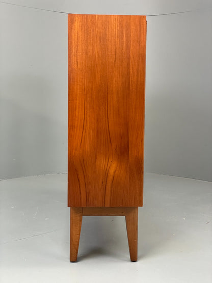 Vintage Teak Bookcase 1960s Retro Mid Century Glass Doors Shelving EB12877