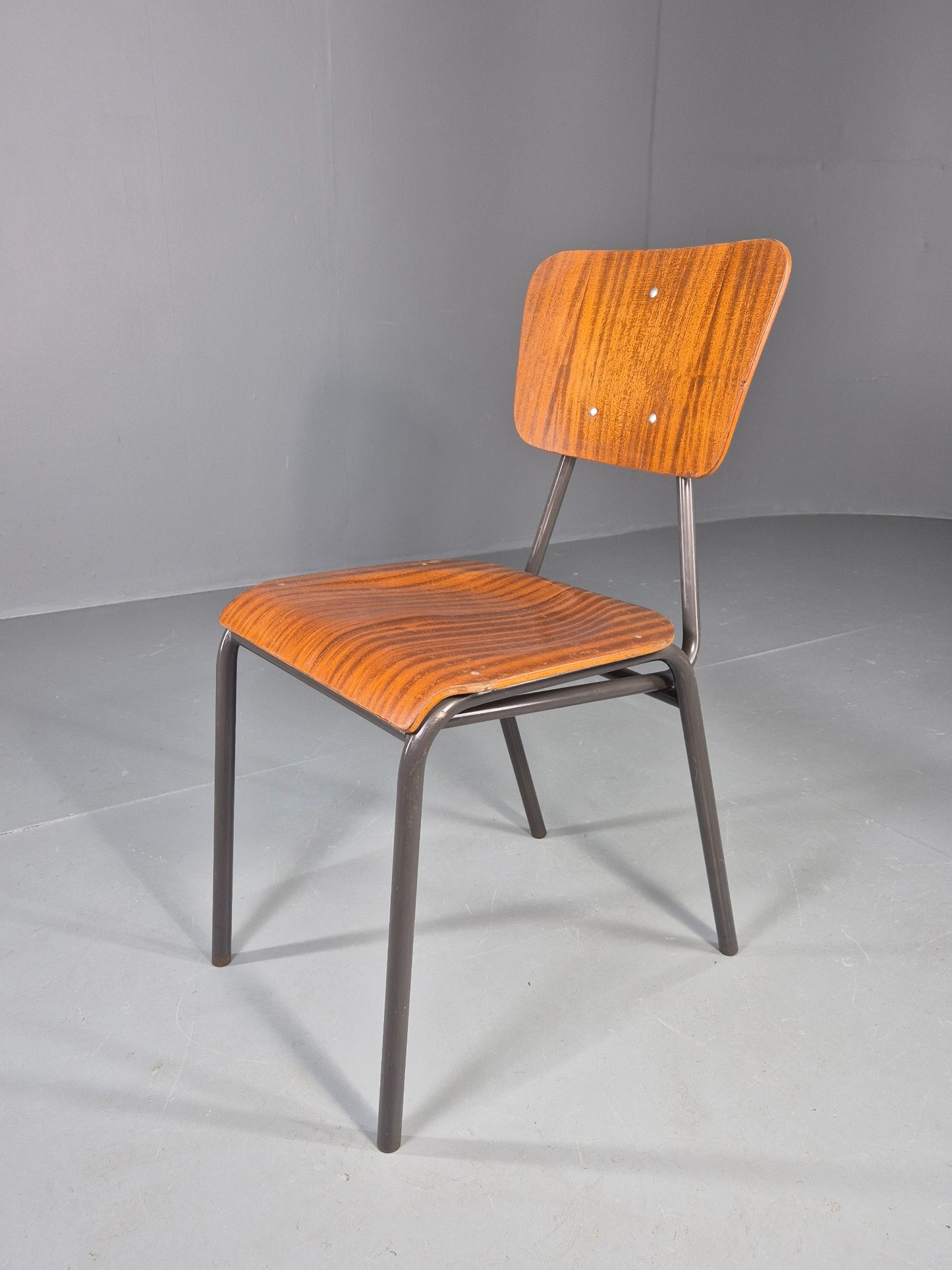 Vintage Danish Steel and Plywood Dining or Workspace Chair 1960s MCM  EB12474