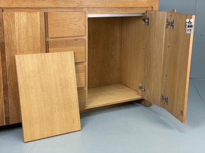 Contemporary Oak Sideboard Solid Doors Drawers Bi-fold Golden EB12287