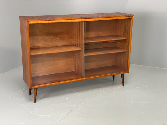 Vintage 1960s Glazed Bookcase Walnut Mid Century Retro Adjustable EB12220