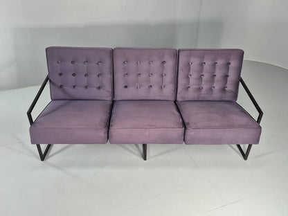 Vintage 3 Seater Sofa Modern Design Orange Box Lossit Purple Velvet EB12807