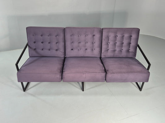 Vintage 3 Seater Sofa Modern Design Orange Box Lossit Purple Velvet EB12807