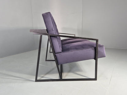 Vintage 3 Seater Sofa Modern Design Orange Box Lossit Purple Velvet EB12807