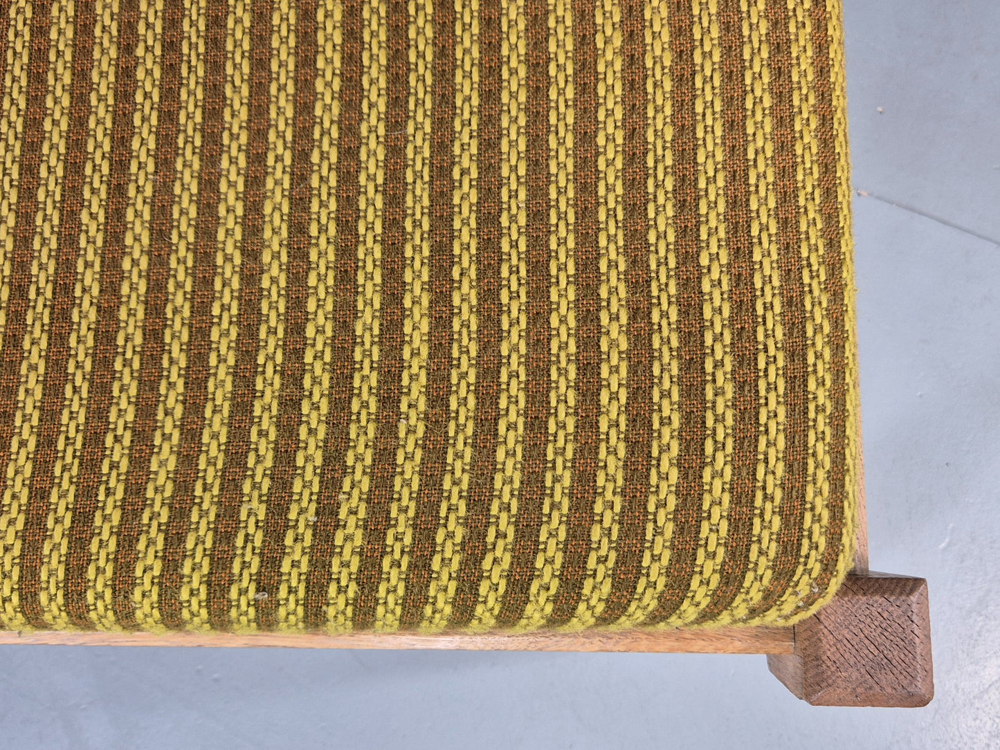 Vintage Kjaernulf Oak Footstool 1970s Danish Retro Green Brown Wool EB12275