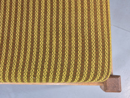 Vintage Kjaernulf Oak Footstool 1970s Danish Retro Green Brown Wool EB12275