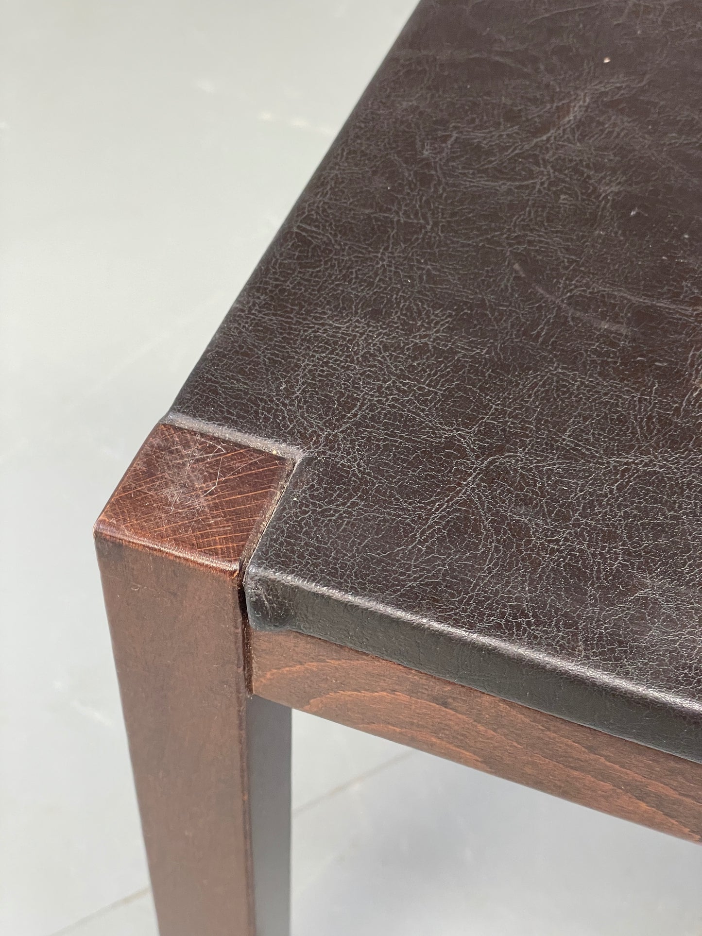 Vintage Danish Coffee Table Leather Topped Rectangular Dark Beech Wood EB12278