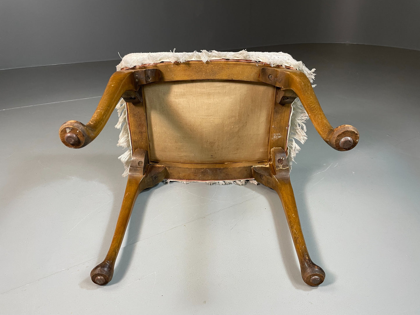 Vintage Danish 1960s Regency Revival Foot Stool White & Green Retro EB06333