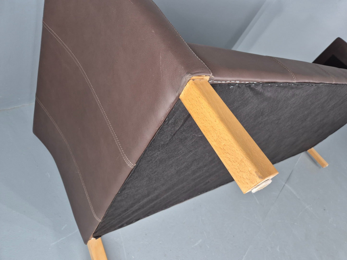 Vintage Danish 3 Seat Sofa Brown Leather 1980s Retro MCM  EB12417
