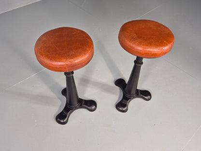 2 Vintage Singer Stools with faux Leather Upholstery Reproductions EB12306