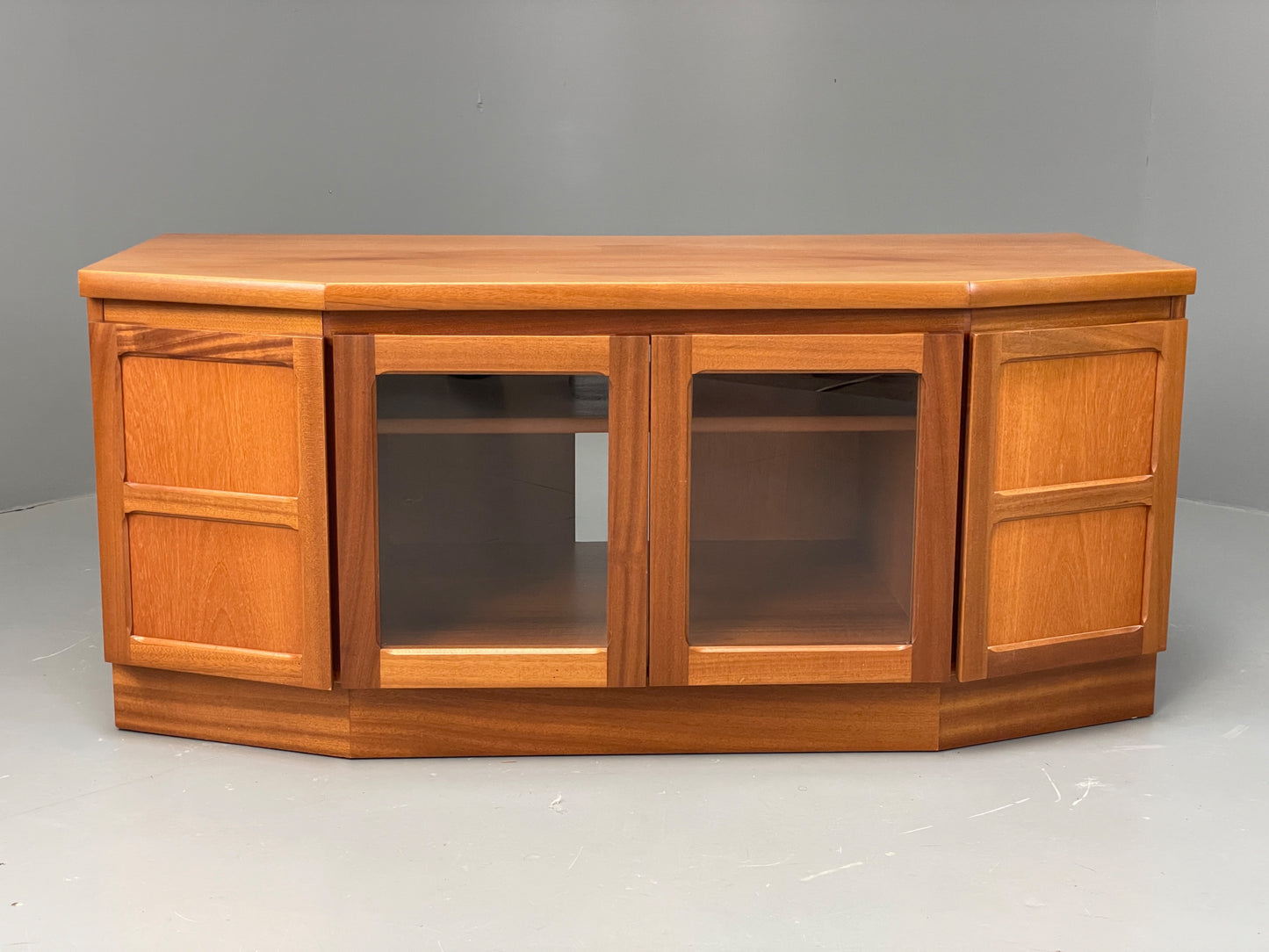Vintage Teak Media Unit By Nathan Retro Squares HiFi TV Cabinet EB12938