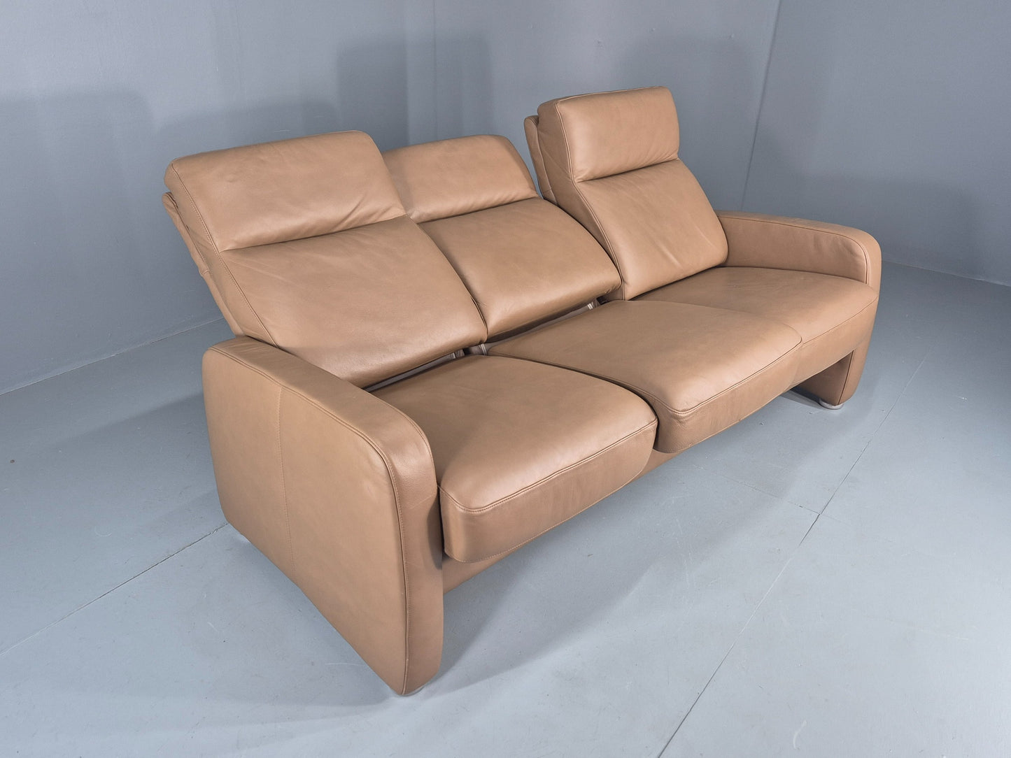 Vintage 3 Seater Leather Sofa Ergoline 1990s Retro Quality Modern Design EB11001