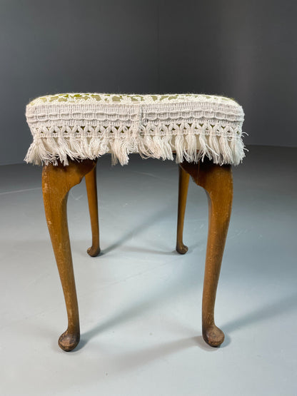 Vintage Danish 1960s Regency Revival Foot Stool White & Green Retro EB06333