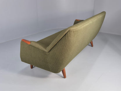 Vintage 3 Seater Thams Sofa Mid Century Green Wool Teak Paws 1960s Retro EB12390