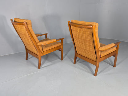 2 Vintage 1960s Lounge Chairs Beech and Orange Cintique Retro MCM  EB11930