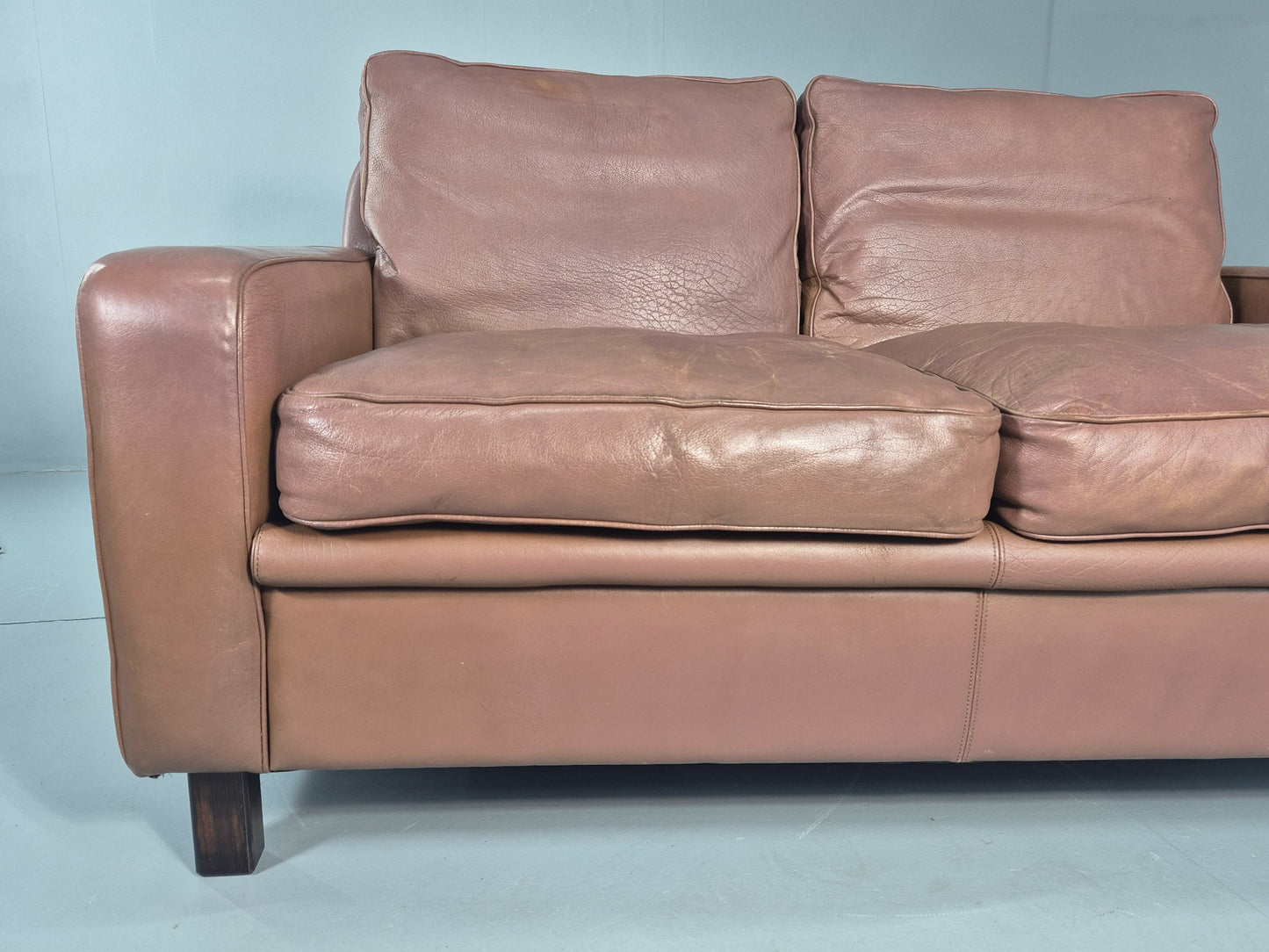 Vintage 2 Seater Leather Settee 1970s Thams Buffalo Leather Retro MCM EB12378