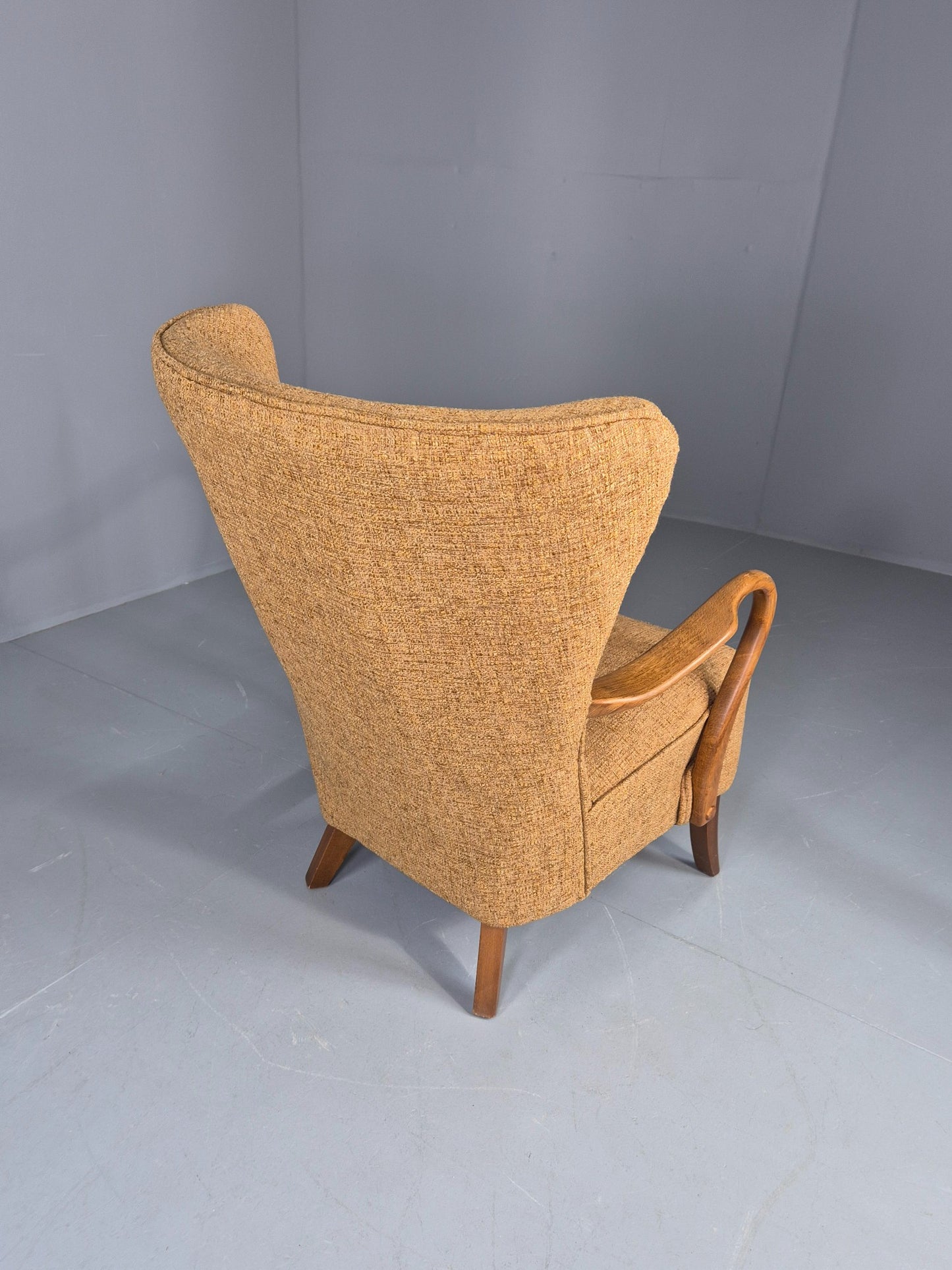 Vintage Mid Century Armchair Slagelse Mobelvaerk 1950s Newly Upholstered EB12790