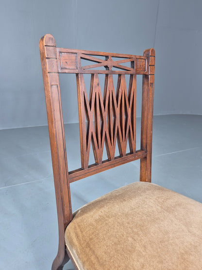 Vintage Arts and Crafts Low Chair Antique 1900s Oak Frame Eb12586