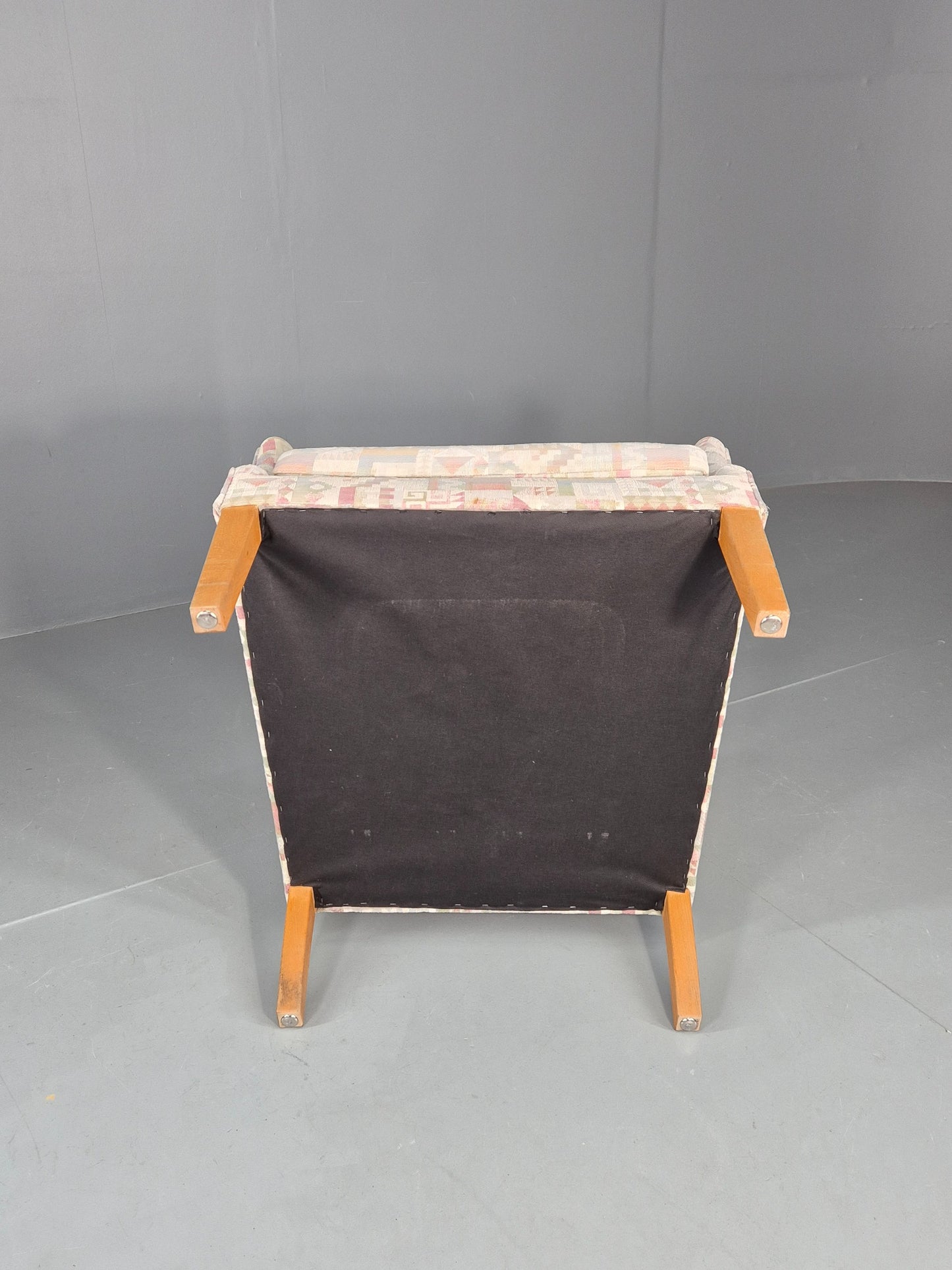 Vintage Danish Wing Back Lounge Chair 1980s Fabric Retro MCM EB12142