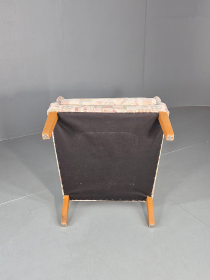 Vintage Danish Wing Back Lounge Chair 1980s Fabric Retro MCM EB12142