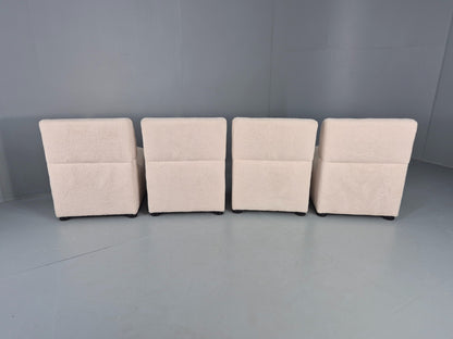 4 Vintage Modular 1970s Seats Reupholstered in white Boucle MCM Retro  EB12560