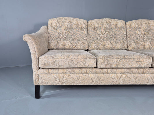 Vintage Danish 3 seater Sofa 1980s Floral Cotton Velour retro MCM EB12562