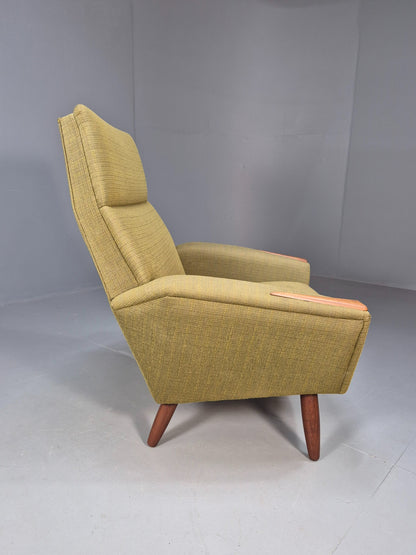 Vintage Mid Century Armchair Danish Original Green Teak Paws 1960s Retro EB8483
