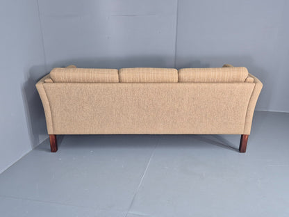 Vintage 3 Seater Sofa Danish Design 1980s Wool upholstery Retro MCM EB12543