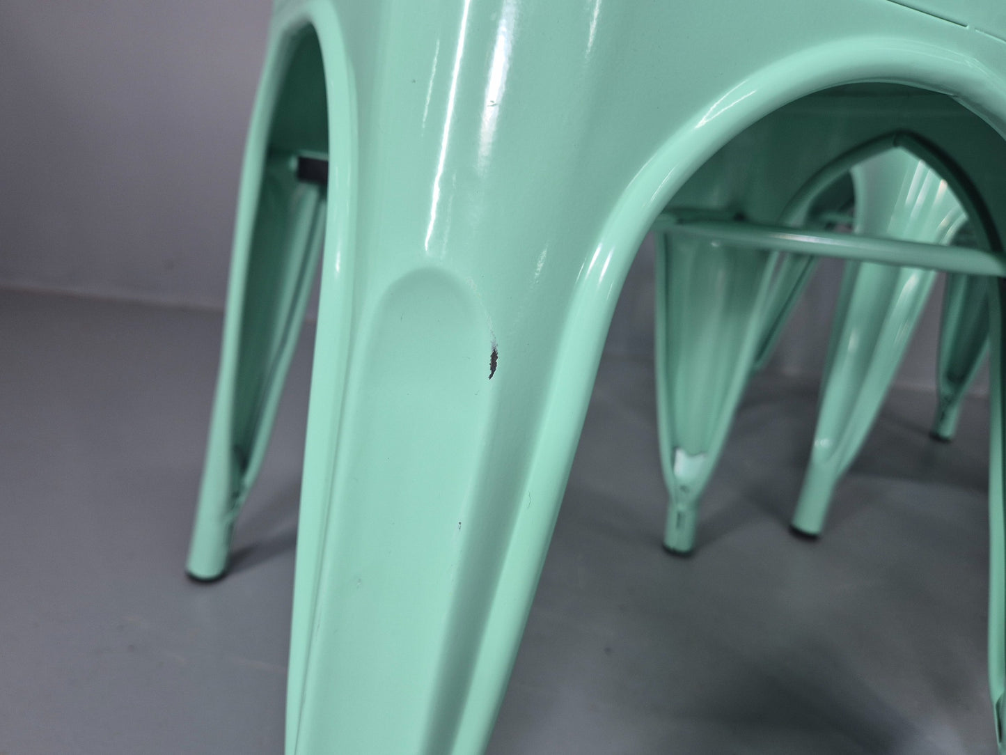 8 Mint Green Tolix Stlye Stacking Chair VG Condition Vintage Industrial EB12578
