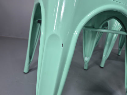 8 Mint Green Tolix Stlye Stacking Chair VG Condition Vintage Industrial EB12578