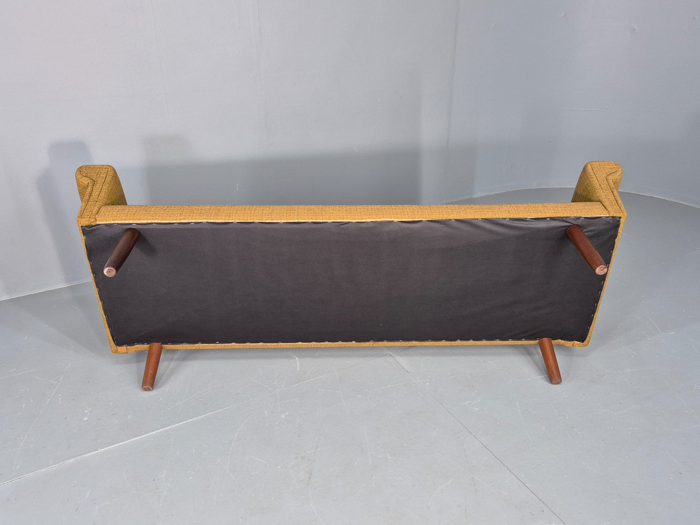 Vintage Danish 3 Seater Sofa 1960s Mid Century Retro Muted Yellow Green EB12541