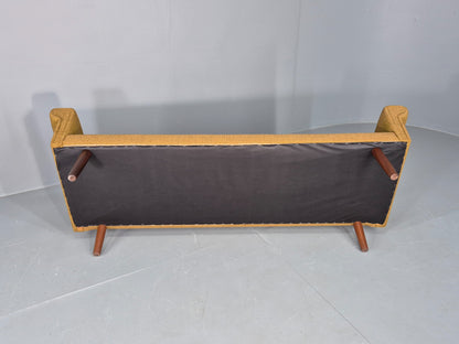 Vintage Danish 3 Seater Sofa 1960s Mid Century Retro Muted Yellow Green EB12541
