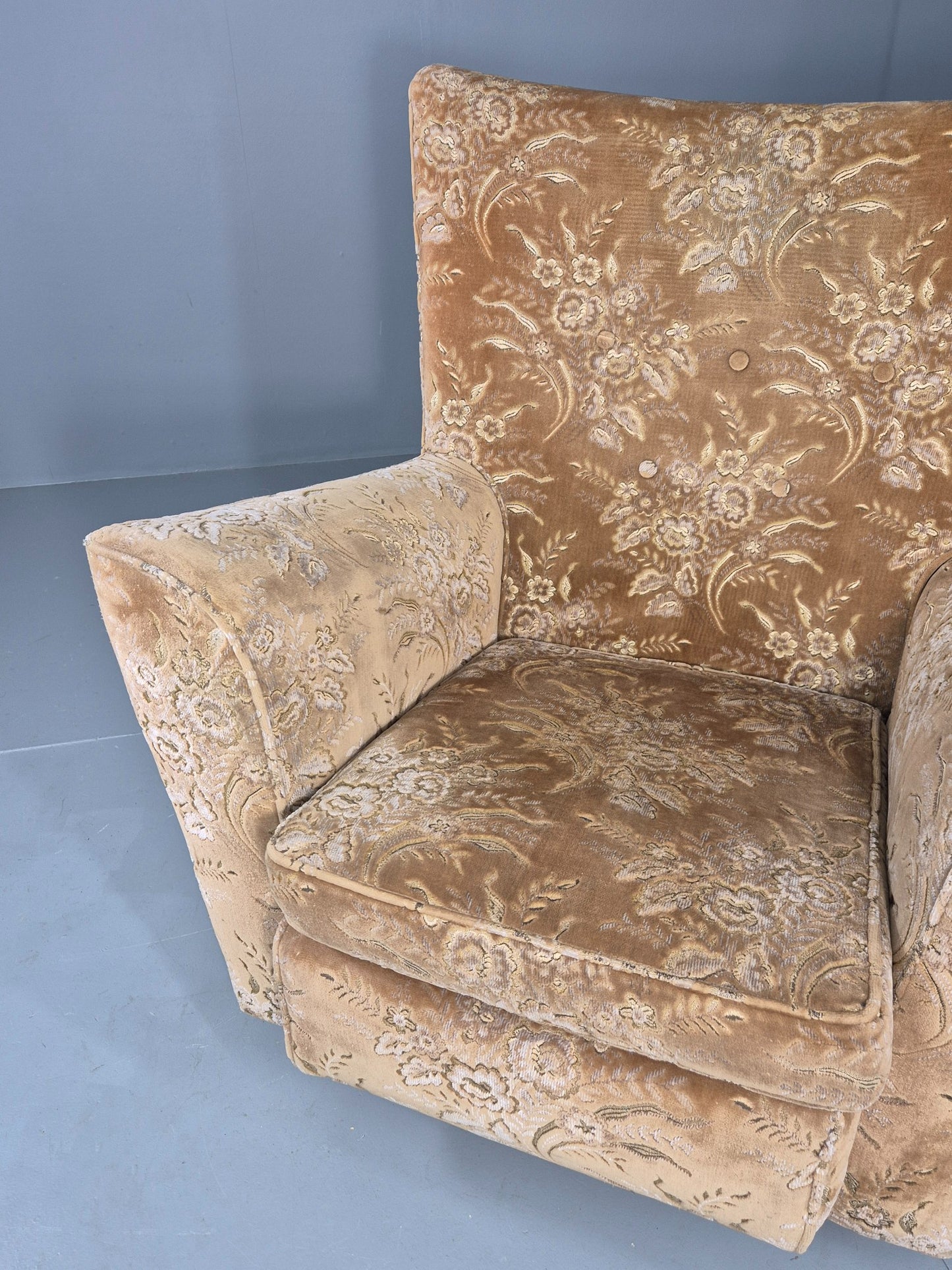 Vintage Lounge Chair 1960s Retro Minty floral wingback EB11846