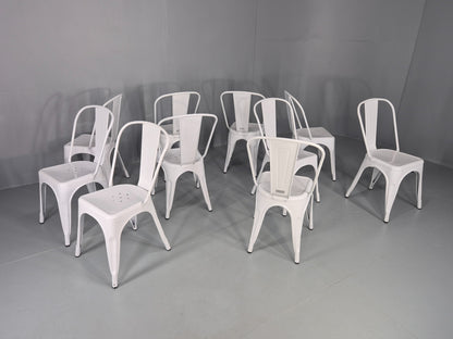 10 Off White Tolix Stlye Stacking Chair VG Condition Vintage Industrial EB12580