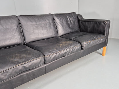 Vintage Danish 3 Seat Sofa Black Leather Mid Century Retro  EB10470 M3SS