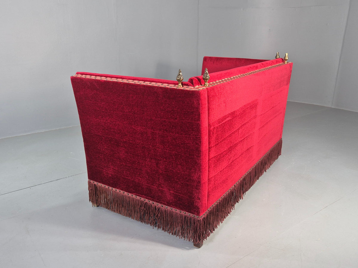 Vintage Danish 2 Seater Sofa Knole Style Red 1950s Tassels Drop End EB12720